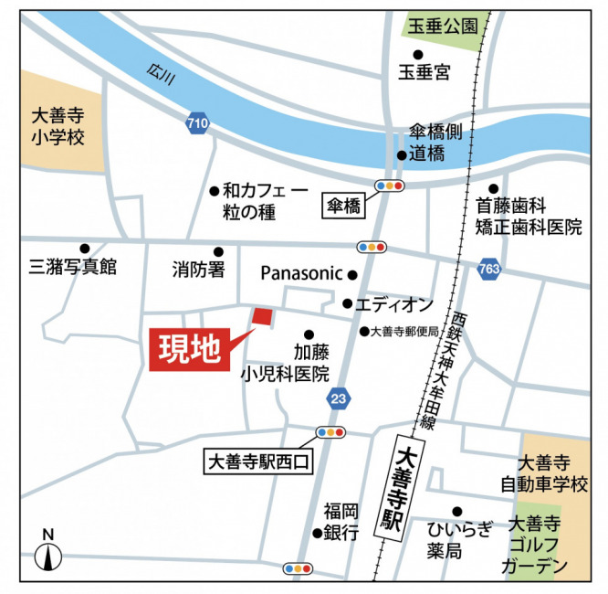 西鉄大善寺駅より約徒歩5分(地図)