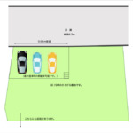 【北側道路】約6.3mの公道です。約9.66m接道しています。敷地一部切下げにより駐車場3台作成可能です。