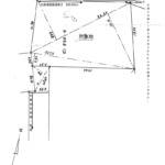 【地積測量図】北側は約6.3ｍ公道、南側は約4ｍの私道に約2.9ｍ接道しています。